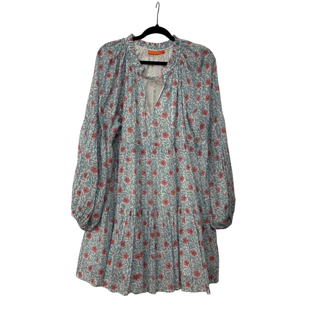 Oliphant Blue and Pink Floral Long Sleeve Dress - Picture 2 of 6